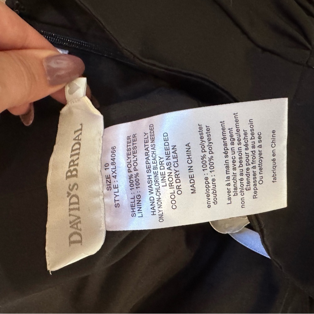 Davids Bridal Bridesmaid Prom Dress Size 10 Strapless Black Pleated Formal Gown - Picture 8 of 8